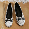 Women Polka Dot Bow Ballet Flats Round Toe Slip‑on Casual Flat Shoes