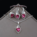 5-Piece Set of Fashionable Women's Pink Heart-Shaped Stainless Steel Rhinestone Jewelry Set, Including Necklace, Bracelet, Earrings, and Ring, as a Holiday Gift for Her