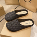 Breathable Baotou Half Slippers Lightweight Hollow Flat Bottom Slippers All-Match Anti-Slip Hand-Woven Slippers Summer Wear