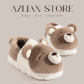 Cute Bear Winter Warm House Slippers Women Men Thick Platform Soft Plush Lined Non-Slip Indoor Outdoor Casual Home Shoes