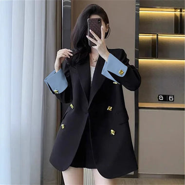 Spring Autumn Woman Youthful Clothes Office Lady High Quality Outer Wears Solid Jacket Coats for Women Black Long Blazer