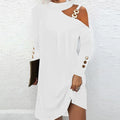 Women Sexy Off Shoulder Halter Neck Mini Dress Autumn Long Sleeve Casual Loose Solid Color Dresses Elegant Office Lady Clothing