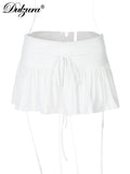 Dulzura Summer Fashion Sexy High Waist Lace Up Mini Skirt Ladies Solid Elegant Slim Fit Skirt Party Club Street Outfit Wholesale