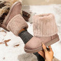 2026 Fashion Solid Color Ribbed Cuff Design Comfort Women's Snow Boots Winter New Simple Round Toe Outdoor Casual Women Boots