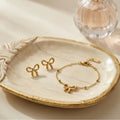 Minimalist Gold Color Bowknot Jewelry Set Women Stainless Steel Cute Bow Earrings Bracelet Ring Set Trendy 2026 Fashion Jewelry