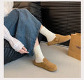 Women Suede Clog Mules, Round Toe Metal Buckle, Slip‑on Backless Design,Soft Flat Sole, Casual Retro Outdoor Daily Slipper Shoes
