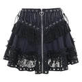 Gothic Skater Punk Vintage High Wasit Skirt Women's Zipper Front Japanese Style Kawaii Black Harajuku Cosplay Mini Skirts