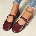 Spring and Autumn New Square Toe Comfortable Work and Leisure Shoes for Women Fashionable and Hot Selling Sexy Bow Flat Shoes