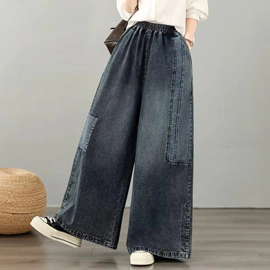 Women Jeans Pants Women Baggy Jeans Oversized Straight Leg Loose Denim Trousers Solid Color Streetwear Fashion Y2K Wide Leg Pants Rivet Decor Hem