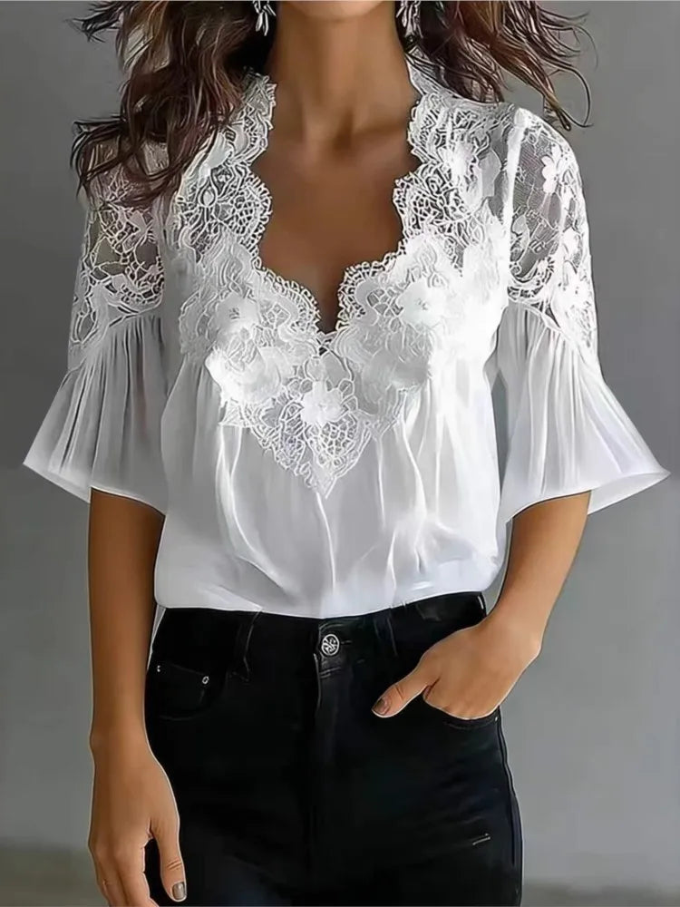 Women Blouses 2027 Spring Summer Short Sleeve Blouse Woman Blouse Shirt Office Elegant Work Shirt Top Blusas Mujer De Moda