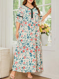 Floral Dress GIBSIE Plus Size Floral Print V-Neck Summer Dress Women 2027 New Half Sleeve Beach Casual Loose Lady Vacation Long Dresses