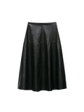 Ladies New Autumn Midi Skirt High Waist A Line PU Leather Long Skirts Women Elegant Fashion Solid Color Office Lady Skirt Female