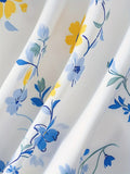 Printed Design Four Seasons Blue Yellow Printed Pattern Holiday Style Half Skirt