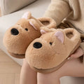 Animal Dog Fluffy Slippers For Women House Winter Cartoon Mules Platform Shoes Girls New Indoor Fuzzy Fur Slides Unisex Non-Slip