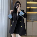 Spring Autumn Woman Youthful Clothes Office Lady High Quality Outer Wears Solid Jacket Coats for Women Black Long Blazer