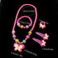 1 Set Charming Handcrafted Beaded Jewelry Set for Girls Necklace, Bracelet, Ring & Butterfly Hair Clip Perfect Princess Gift