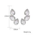 Pear Teardrop Zircon Stud Earring Set for Women Sparkling Halo CZ Stackable Earrings Wedding Bridal Party Fashion Jewelry Gift