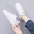 Women Leather Pu Casual Shoes New 2025 Woman Shoes Fashion Embroidered White Sneakers Breathable Flower Lace-Up Women Sneakers