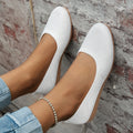 Women Round Toe Flat Shoes Solid Color Knitted Slip on Shoes Casual Breathable Ballet Flats Women Mesh Flat Shoes Loafers Woman
