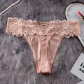 Women Satin Lace Thong Panties Low Waist Bowknot G-string Floral Lace Trim Soft Comfortable Ladies Underwear Intimates Lingerie