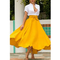 Brand New Boho Vintage Women Pleated Maxi Skirts High Waist Bandage Bownot Party Candy Color Ladies Elegant Pleated Maxi Skirt