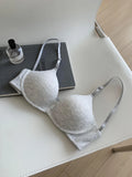 Hollow Beautiful Back Vest Bra Without Steel Ring Gather Underwear Adjustable Thin Shoulder Strap  Lingerie Summer Daily FINETOO