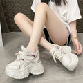 10CM Height Increasing Women's Chunky Sneakers Lace Up Platform Casual Shoes Zapatillas De Mujer Size 34-39 Zapatos De Mujer