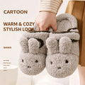 Cute Bunny Plush Slippers Women 2026 Winter Warm Rebound Soft Sole House Shoes Indoor Fuzzy Non-Slip Comfortable Home Footwear