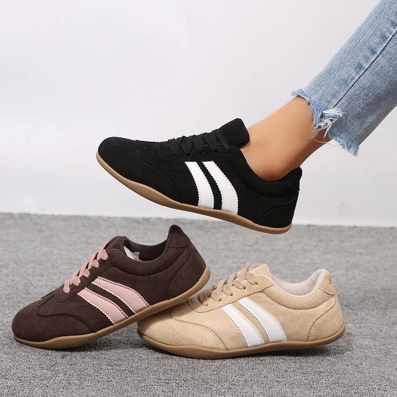 Women Natural Suede Leather Lace-up 2026 New Sneakers Round Toe Soft Comfort Casual Female Outdoor Drive/walk Shoes for Woman