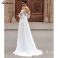 Dresses Wedding 2026 Lakshmigown Puffy Long Sleeve Boho Beach Wedding Dresses 2026 Off Shoulder Lace Chiffon V Neck Bridal Gown Customized