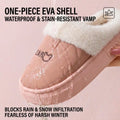 Unisex Winter Warm Plush Slippers Women Men Cute Bear Quilted Platform House Shoes Waterproof Non Slip Indoor Outdoor Home Mules