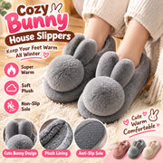 Cozy Bunny House Slippers Plush Flat Sole Rabbit Design for Women Cute Winter Indoor Shoes with Furry Comfort Set