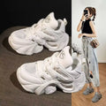 New Women Multi Color Chunky Platform Sneakers Lace Up Mesh Versatile Sporty Height Increasing Spring Autumn