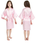 Silk Kimono Girl Dress Pink Bathrobes for Girls Nightwear Satin Silk Kids Robes Summer Girl Nightgown Sleepwear Children Kimono Wedding Spa Party Dress