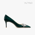 Fashion Celebrity Emerald Sexy Pumps with Crystal Ear of Wheat Women Autumn Spring Shoes Black Luxury Brand Designer Stilettos
