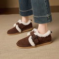 MORAZORA Size 35-43 Cow Suede Leather Women Flats Wool Warm Snow Boots Buckle Casual Winter Ankle Boots Short Flat Shoes