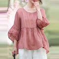 ZANZEA Elegant Lace Stitching Blouse 2024 Summer Chic Lantern 3/4 Sleeve Pleated Shirt Women Chemise Casual Loose Tops Oversiezd