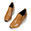 Wegde Heel Shoes for Women Height Increasing Sneakers Slip on Loafers Women Platform Sneakers Women PU Leather Casual Shoes