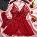 Women Lingerie Slip Summer Sexy Lingerie Dress Women Lace See Through Nightdress Sleepwear Solid Slim Soft V Neck Full Slip Sleepwear & Dresses