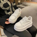 2025  Lightweight Sports  Genuine Leather Thick Bottom Women's Super High Heel Bread Shoes Versatile Height Casual Board Shoes