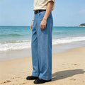 High Waist Jeans Pants Wide Leg Retro Men's High Waist Wide Leg Jeans Loose Fit Denim Pants Breathable Casual Stretchy Heavyweight Cotton Y2K Baggy Trousers