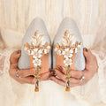 Fashion Light Luxury Pointed Toe High-heeled Stiletto Women's Shoes Sexy Metal Flower Wedding Shoes Banquet High-quality Single