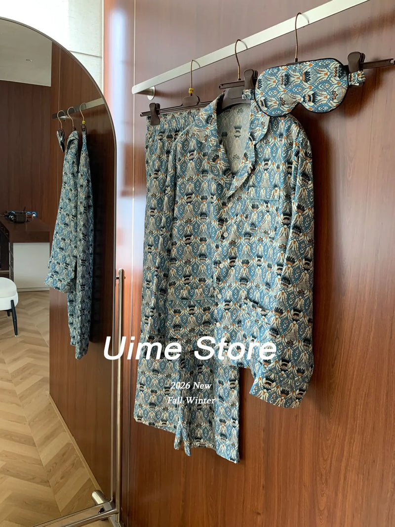 Fall 2026 New Arrival: Women's Printed Mulberry Silk Three-Piece Pajama Set