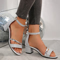 Fashion Women Sandals 2024 New Low Heels Casual Shoes Woman Sexy Open Toe Summer Square Female Ankle Strap Cover Sandals Women