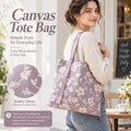 Portable Floral Canvas Tote Bag Large Capacity Reusable Commute Handbag Lightweight Shoulder Bag For Students
