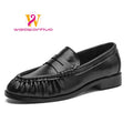 Lady Loafers 2026 Model Handcrafted Retro Pleated Single Shoes for Women, Women's Low-Heeled Leather Suede Shoes