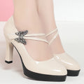2023 Spring And Autumn New High-heeled Single Shoes Leather Small Leather Shoes Catwalk Shoes Ladies Dancing Bride Wedding Shoes