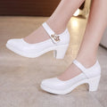 5cm Small Size 32-43 Shallow Crystal White Wedding Shoes Bride Platform Pumps 2026 Med Block Heels Mary Janes Office Mom Party