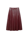 Ladies New Autumn Midi Skirt High Waist A Line PU Leather Long Skirts Women Elegant Fashion Solid Color Office Lady Skirt Female