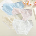 4Pcs Women Ice Silk Lace Seamless Low Rise Panties Solid Color Quick Drying Underpants Cute Bowknot Briefs Female Sexy Lingerie